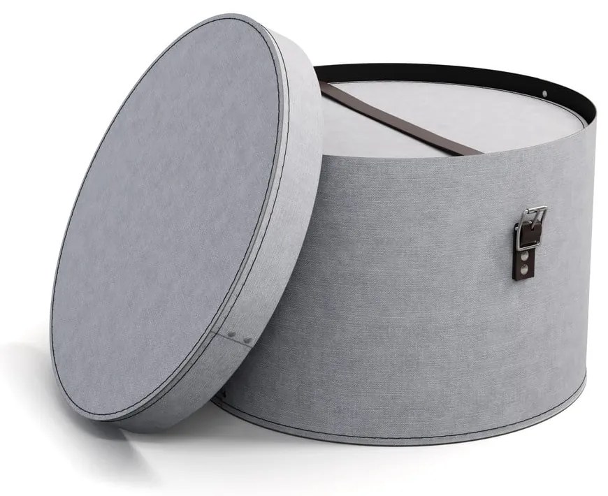 Cutii de depozitare gri-deschis 2 buc. din carton cu capac ø 37,5x25,5 cm Rut Canvas Paper Laminate – Bigso