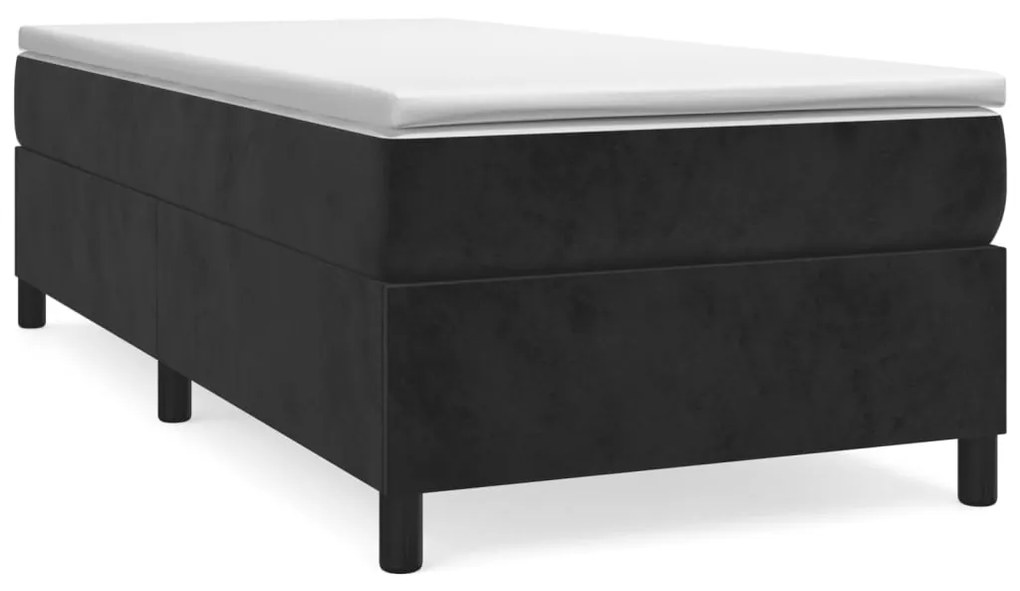 Cadru de pat box spring, negru, 90x190 cm, catifea Negru, 35 cm, 90 x 190 cm