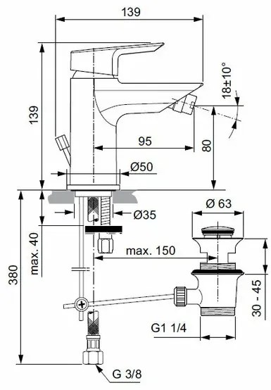 Baterie bideu Ideal Standard Tesi