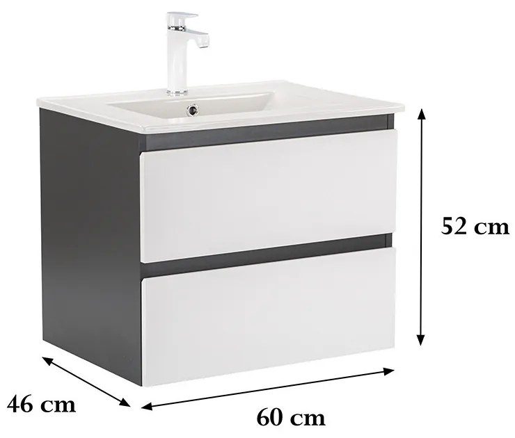 Dulap inferior Vario Forte 60 cu lavoar antracit-alb