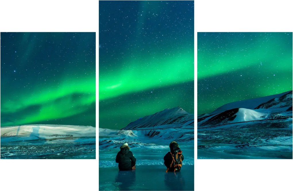 Tablou cu oameni la Aurora borealis (90x60 cm)