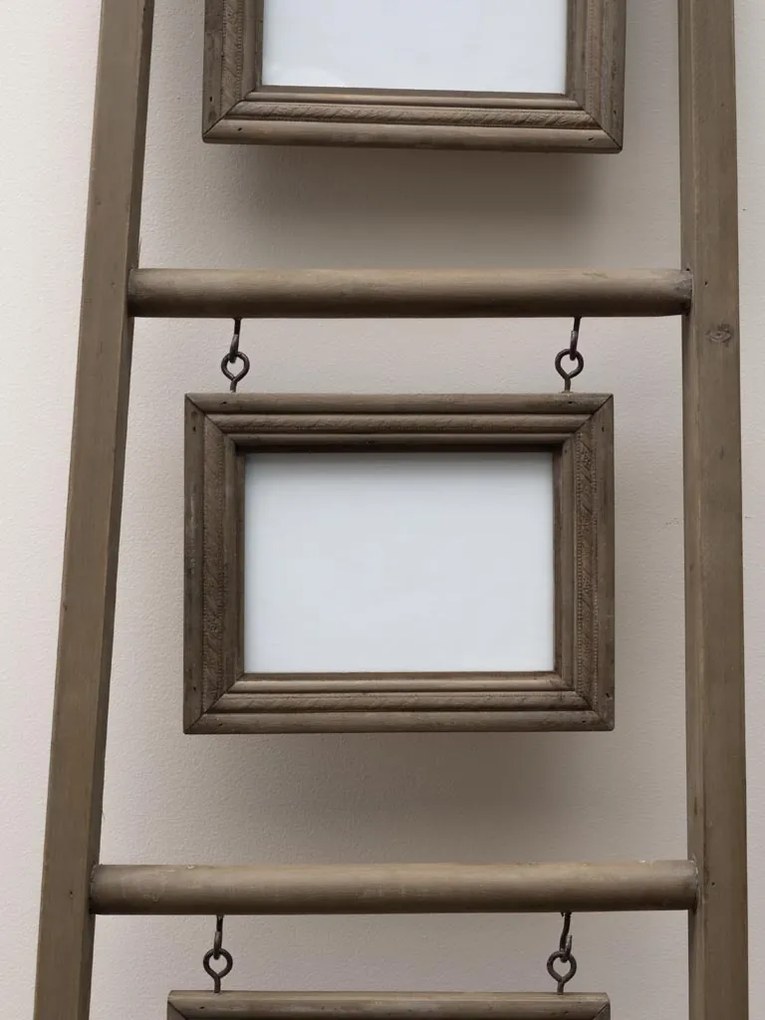 Scară decorativă din lemn cu 3 rame foto, H118 cm