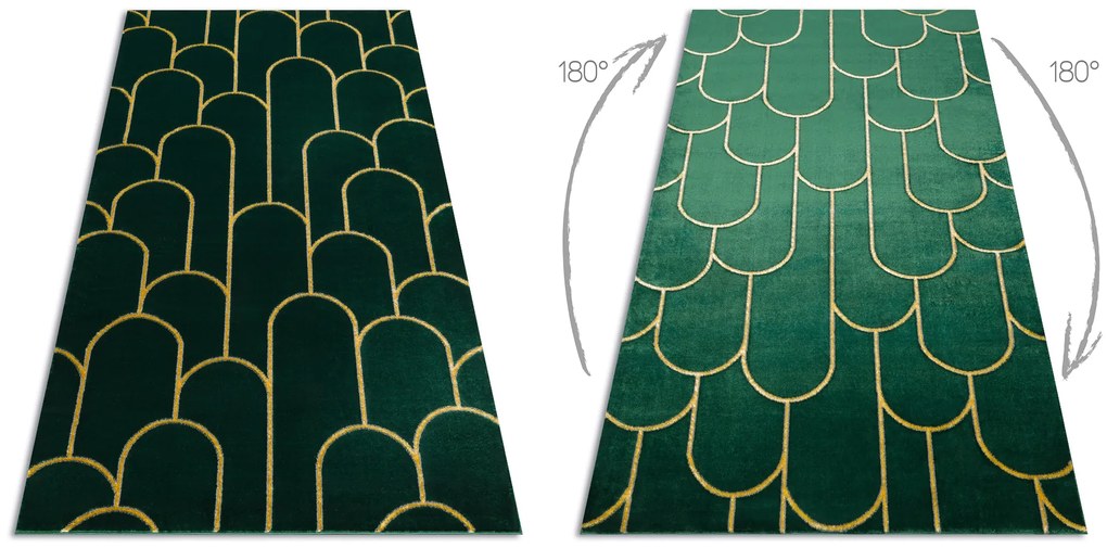 Exclusiv EMERALD covor 1021 glamour, stilat, art deco, sticla verde / aur