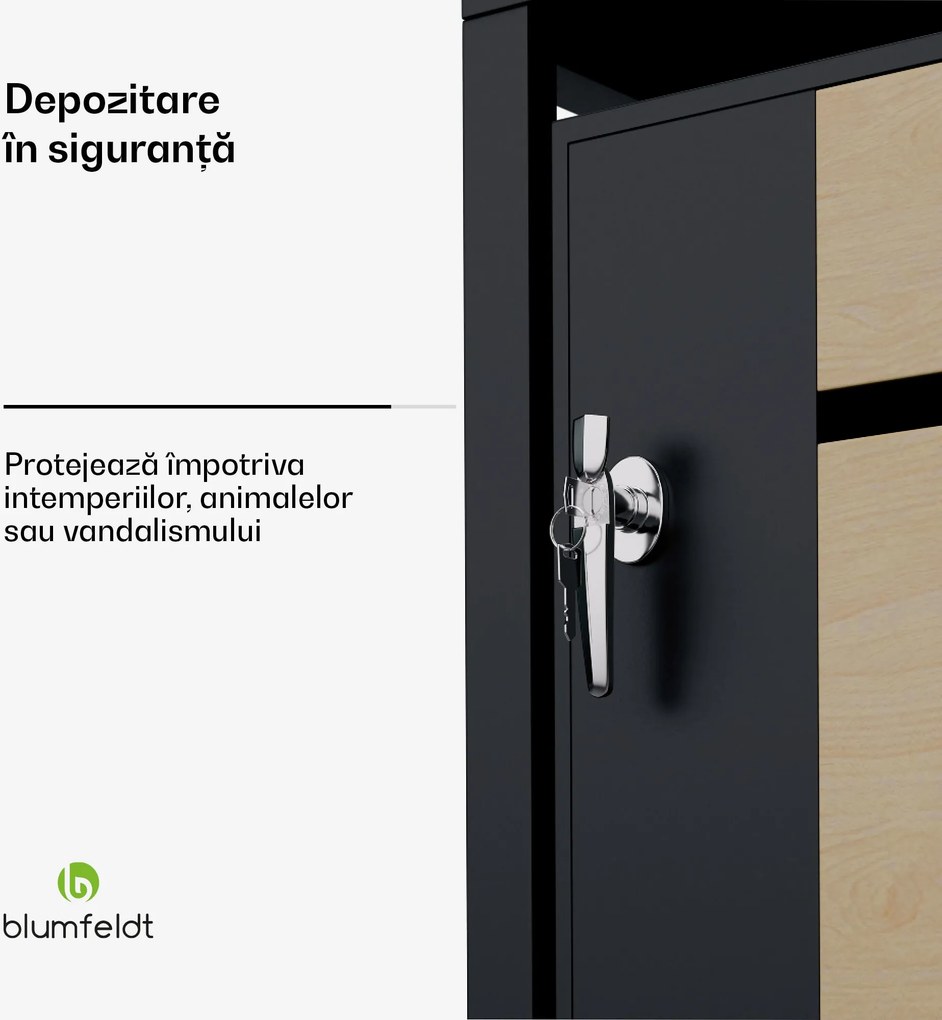 Blumfeldt BinSafe, coș de gunoi, 1 coș de gunoi, 240 l, cu încuietoare, din oțel galvanizat rezistent la intemperii