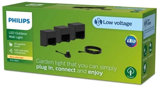 SET 3x aplică LED de exterior Philips GRITS LED/1,5W/24/230V IP44