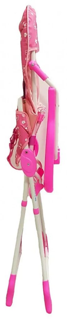 Scaun de masa pentru copii si bebe Baby Care™ CH ,Pliabil, Centura de siguranta, Sezut comfortabil, Masuta detasabila, Model Floricele , Roz