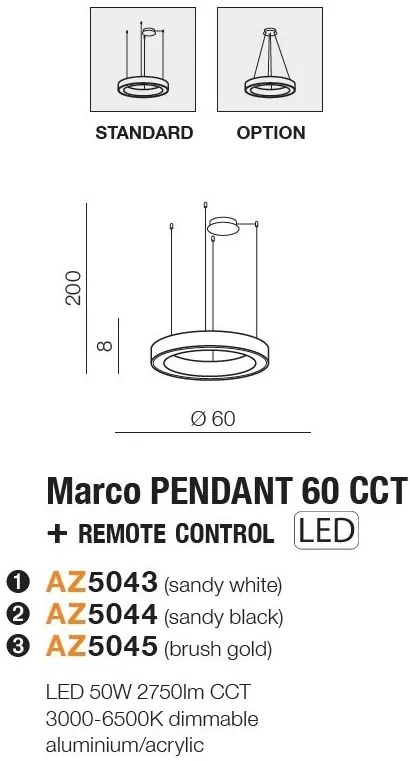 Lustra LED cu telecomanda design circular MARCO 60 CCT GO