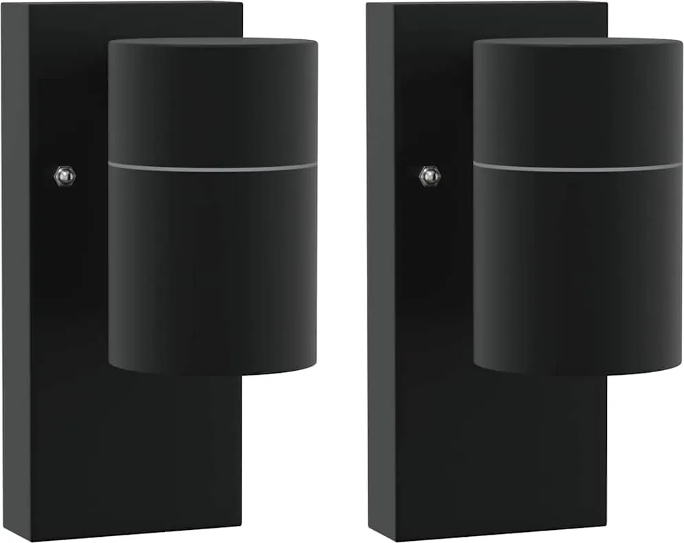 vidaXL Lumină de perete pentru exterior 2 pcs Negru 6,5 x 10,5 x 16 cm