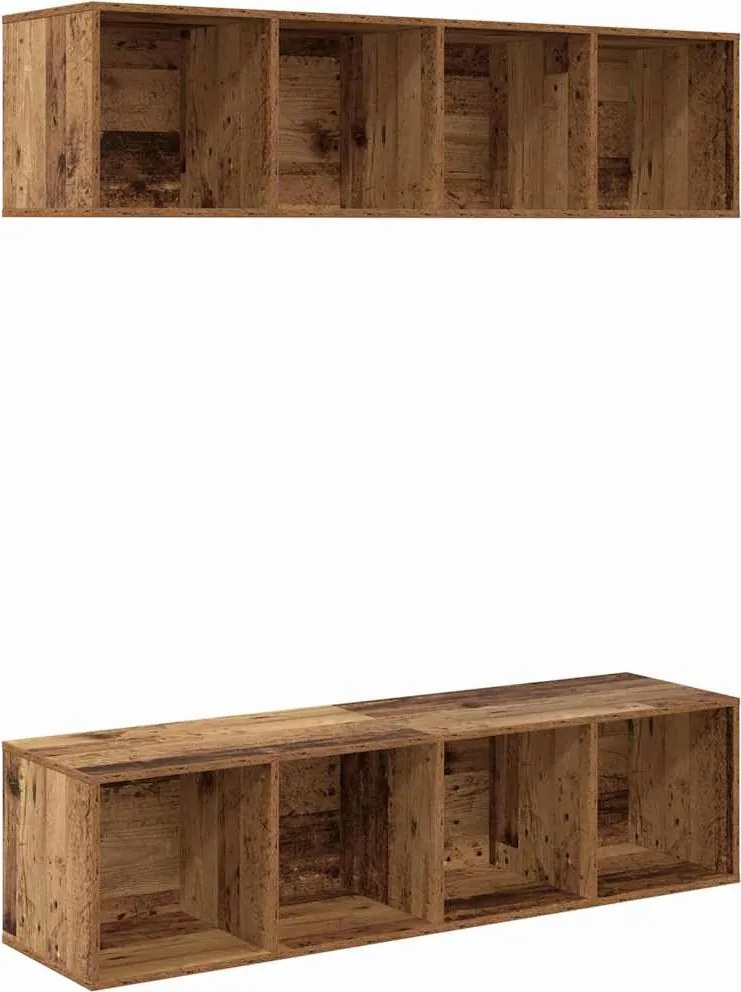 vidaXL Set comodă TV 2 pcs Lemn Vechi 37 x 37 x 142,5 cm Lemn compozit