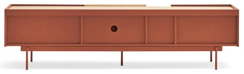 Comodă TV cărămiziu-natural cu aspect de lemn de stejar 180x45 cm Otto – Teulat