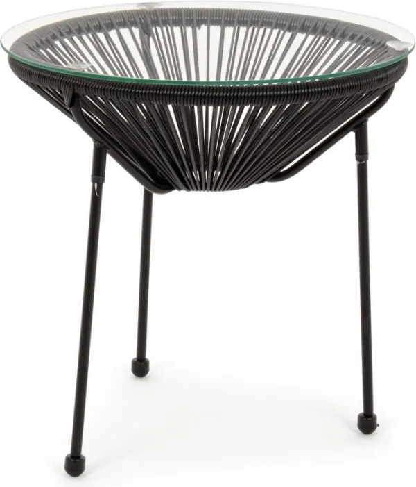 Masuta de cafea pentru gradina, metal / sticla securizata, negru, Ø 50x50 cm, Parker Yes