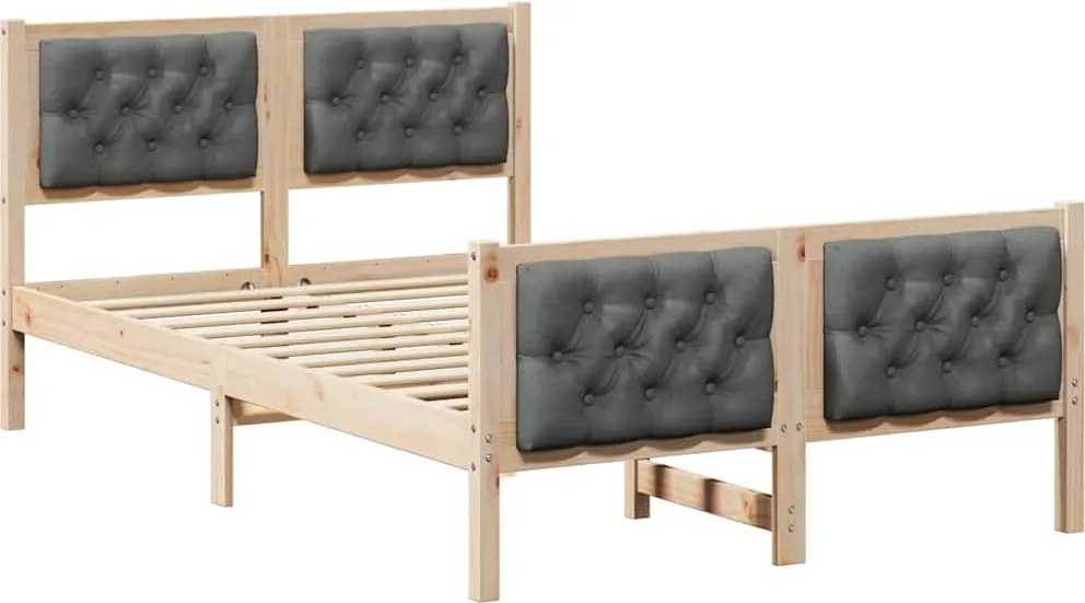 vidaXL Cadru de pat Gri închis 135 x 190 cm Lemn de pin masiv