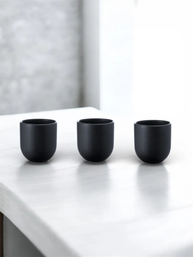 Set 3 cesti cafea Pahare Novum Trio Vulcano, glazura mata, 250ml