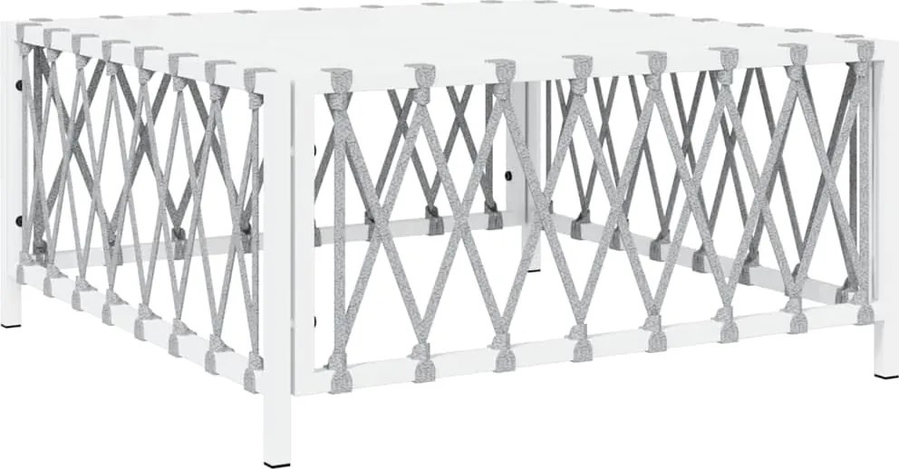 vidaXL Masă de grădină, alb, 70x70x34 cm, matarial țesut