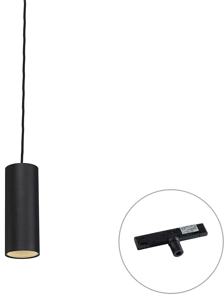Lampă suspendată de designer neagră, inclusiv adaptor pentru șină monofazată - Slimline Tubo