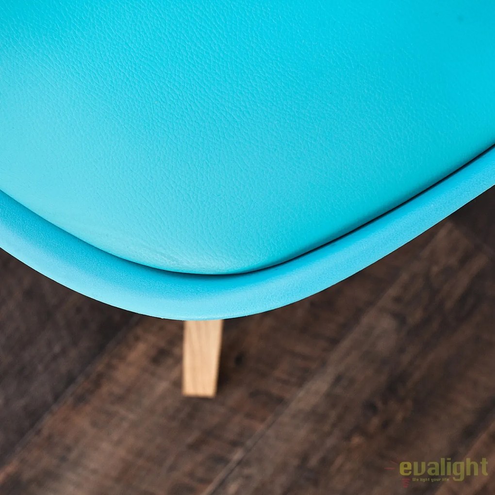 Scaun din lemn cu tapiterie din piele sintetica Scania NewLook II turcoaz A-36206 VC