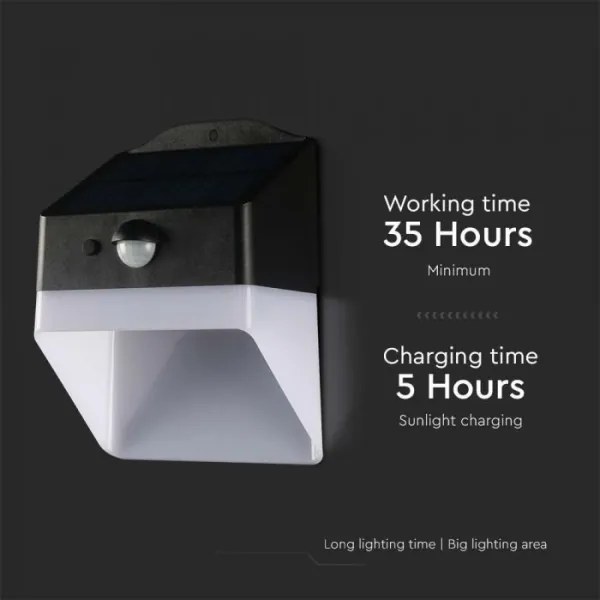 LED lampă solară de perete cu senzor, 2W, 3,7V, 4000K, IP65, 1200 mAh