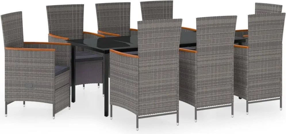 vidaXL Set mobilier pentru grădină cu perne, 9 piese, gri