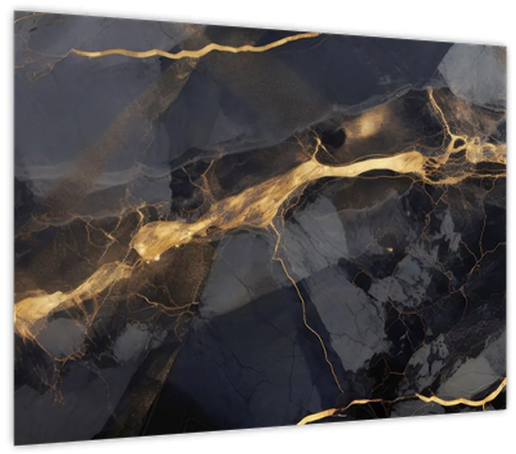 Tablou pe sticlă - Negru - decor auriu (70x50 cm)