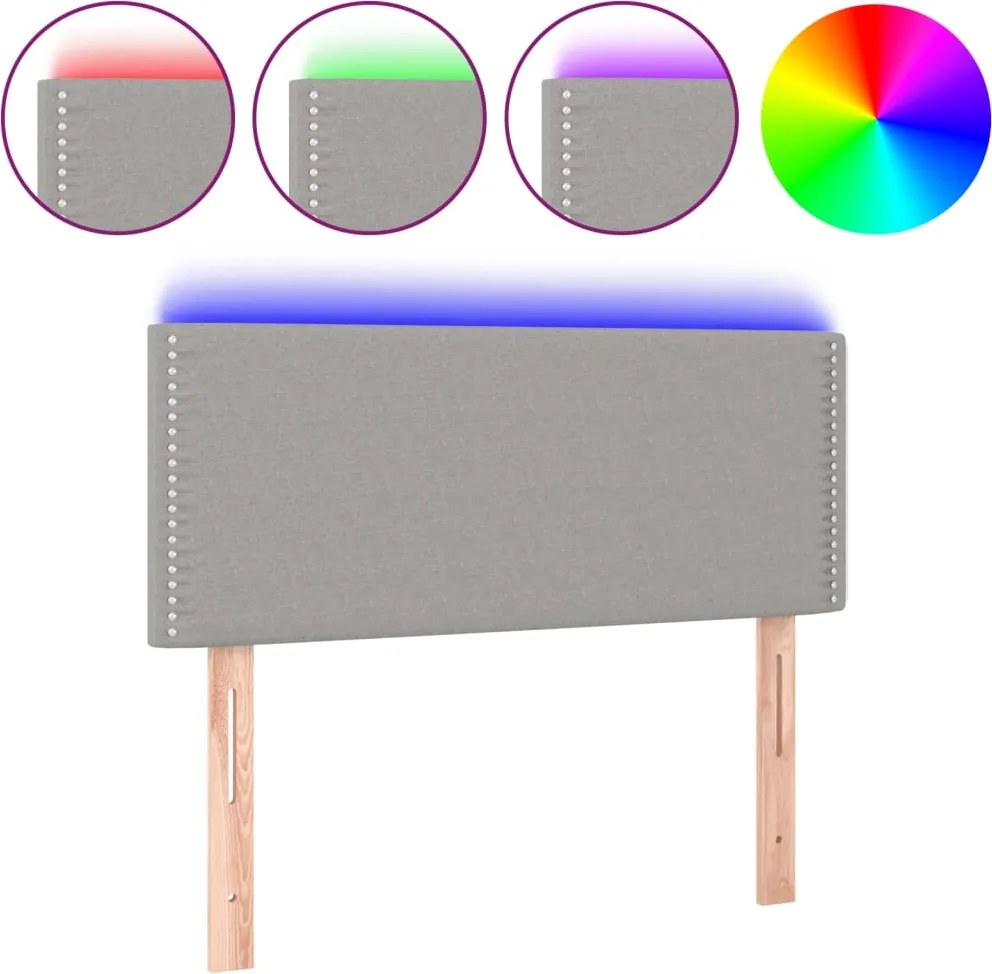 vidaXL Tăblie de pat cu LED, gri deschis, 90x5x78/88 cm, textil