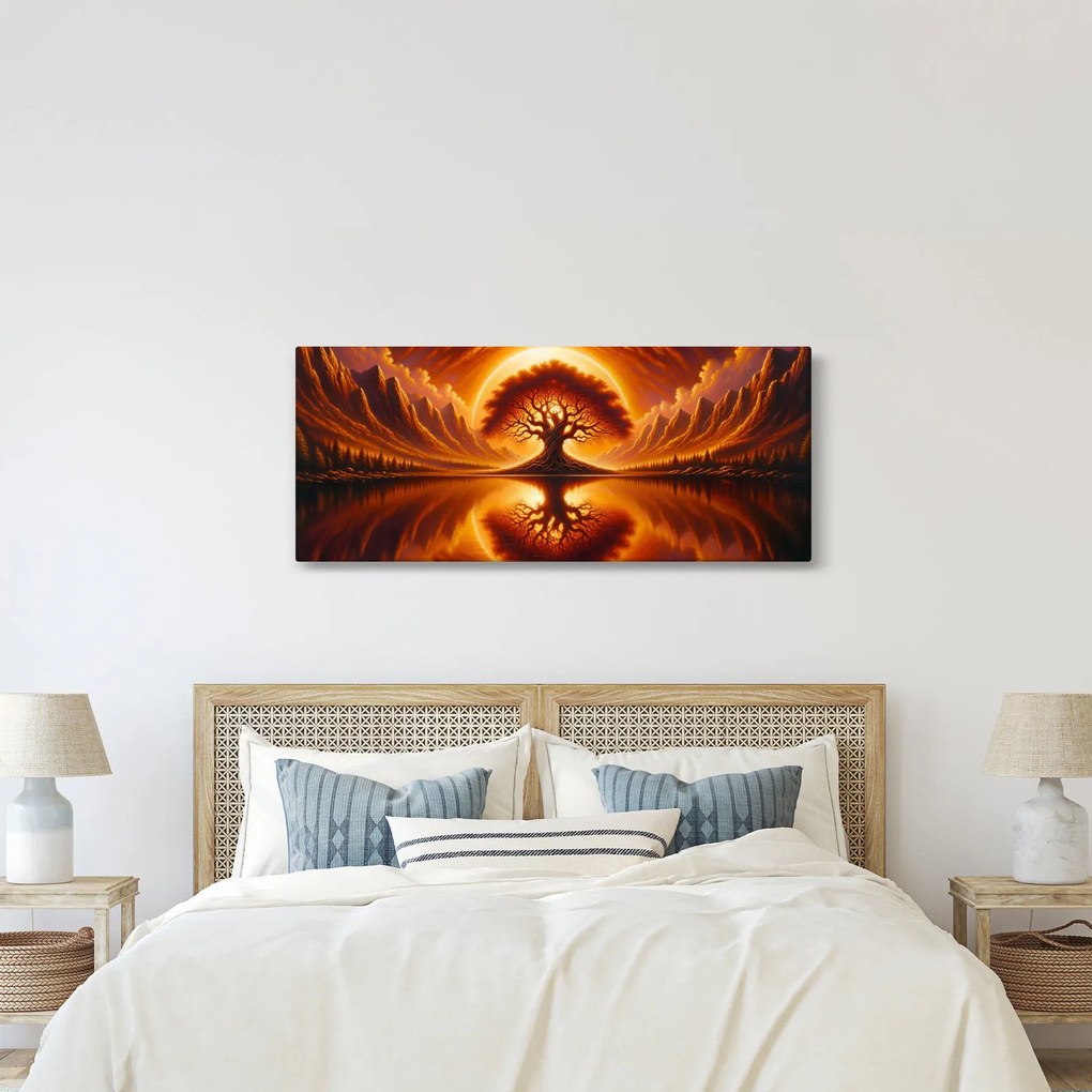 Tablou – Arbore în soare sângeriu (120x50 cm)