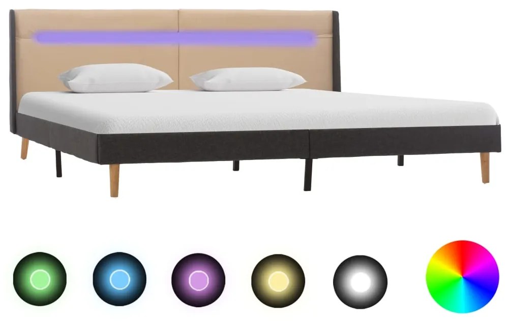 286701 vidaXL Cadru de pat cu LED, crem, 160x200 cm, material textil