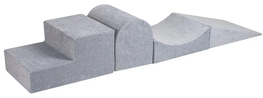 Teren de joacă din spumă gri deschis 4 buc. din catifea înălțime 30 cm 45x193 cm Montessori – Meowbaby