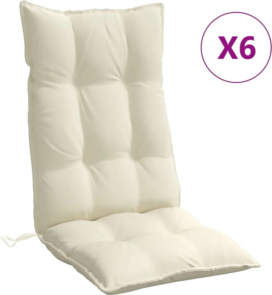 vidaXL Perne scaun cu spătar înalt, 6 buc, crem, țesătură Oxford