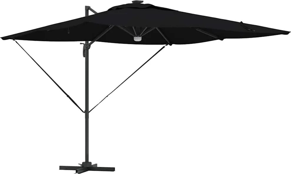 vidaXL Parasol Roma Negru 286 x 284 x 270 cm Aluminiu și poliester