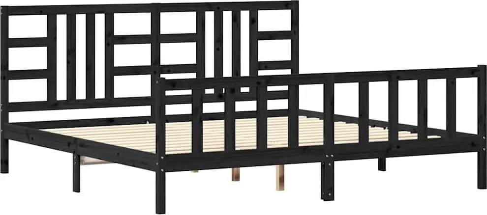 vidaXL Cadru pat cu tăblie 200x200 cm, negru, lemn masiv