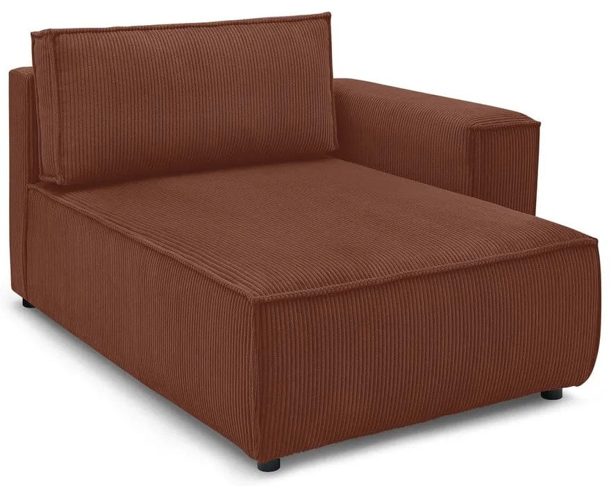 Modul pentru canapea cărămiziu cu tapițerie din catifea reiată (cu colț pe partea dreaptă) Nihad modular – Bobochic Paris