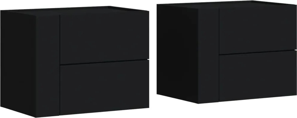 vidaXL Noptiere de perete, 2 buc., negru, 45x30x35 cm