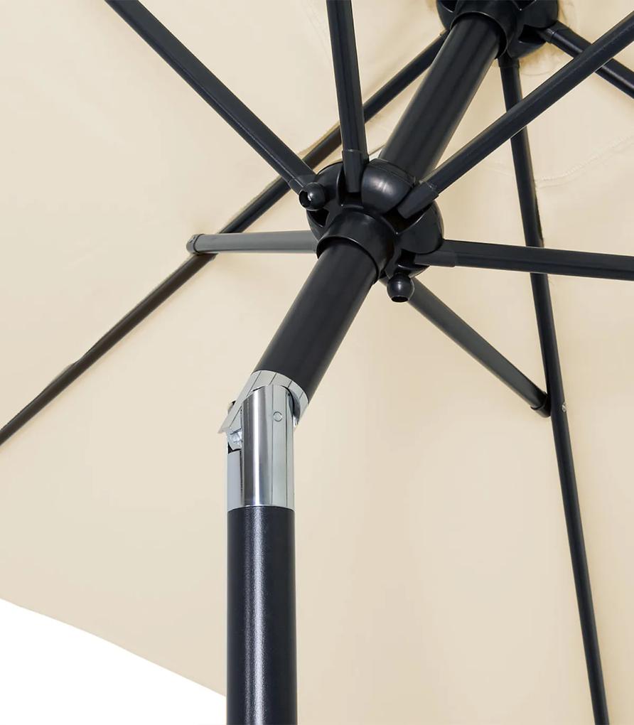 Umbrela soare cu manivela rotunda Functie de inclinare UV 40+ Bej 200 cm