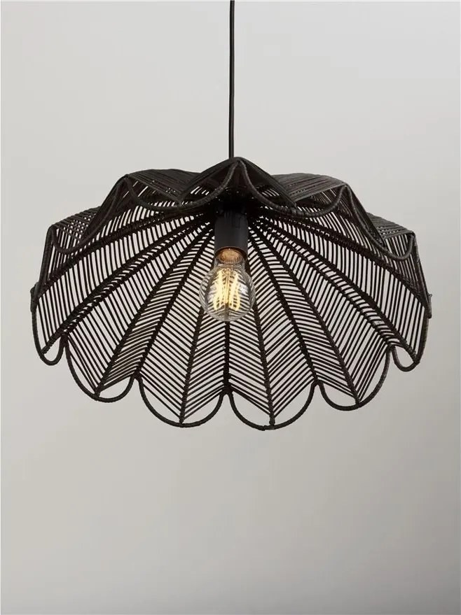 Lustra suspendata stil natural ratan negru FLARE