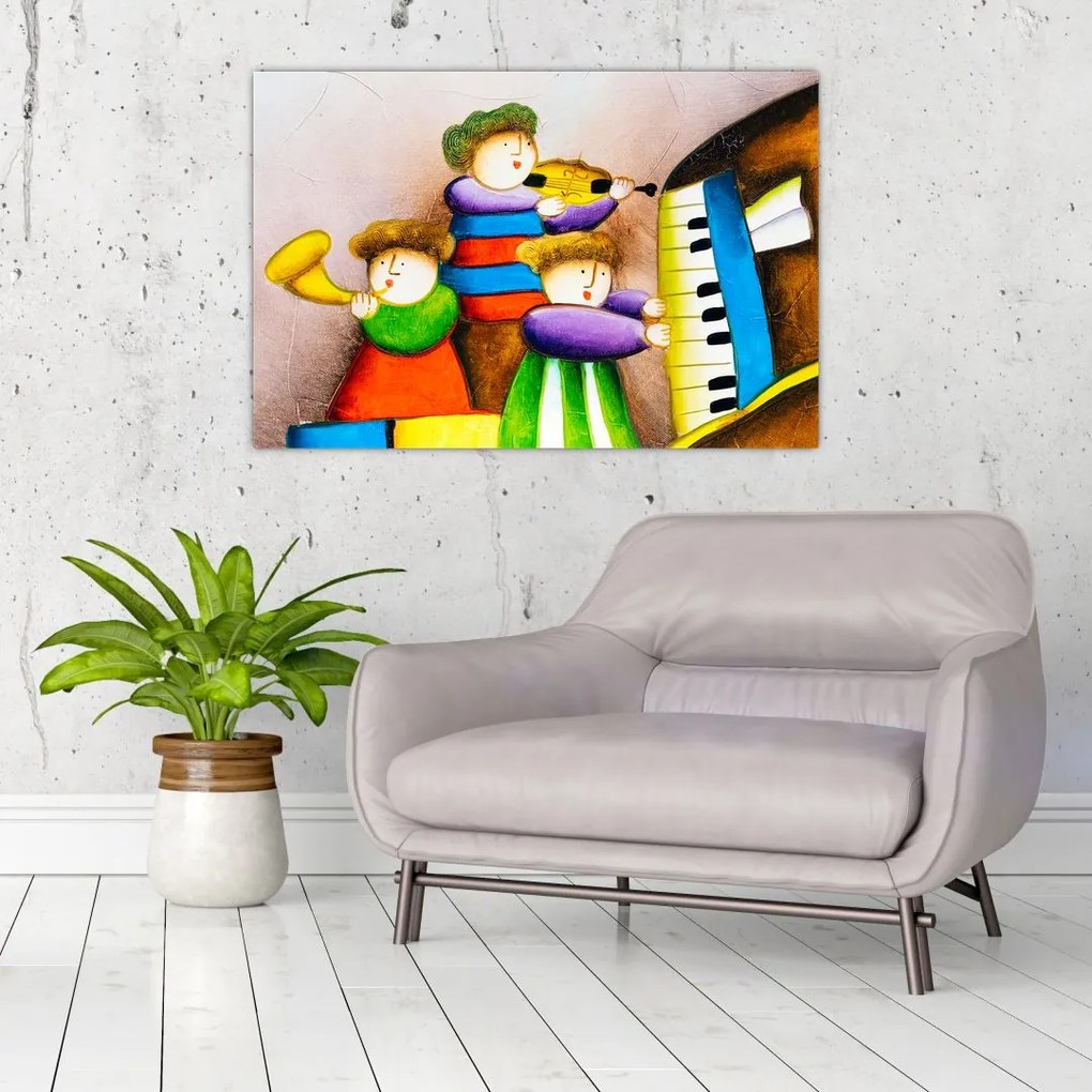 Tablou - Muzicanții, pictură (90x60 cm)