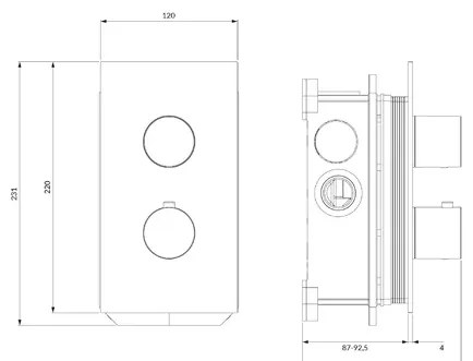 Baterie cada - dus incastrata Omnires Contour cu corp ingropat