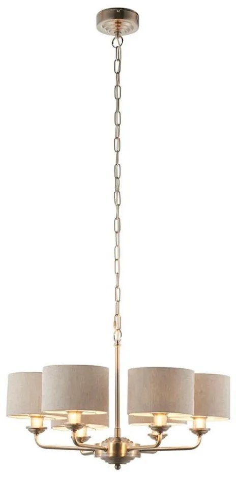 Endon 99151 - Lustru HIGHCLERE pe lanț, 6xE14/28W/230V, gri/crom mat