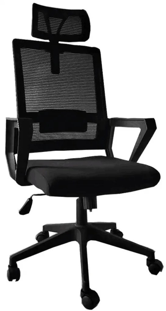 Scaun ergonomic, spătar mesh, suport umeraș, Negru