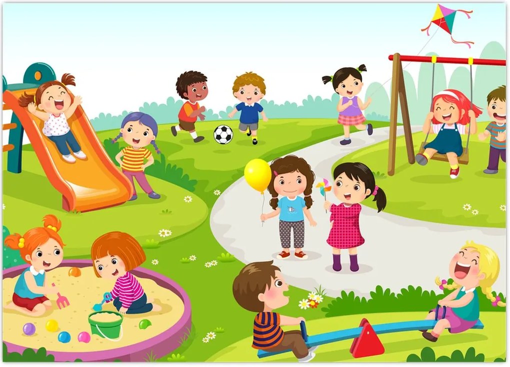 Tablou cu bucuriile copiilor în nisip (70x50 cm)