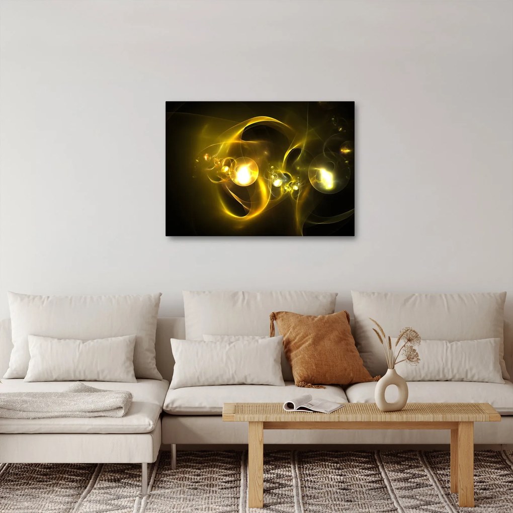 Tabloul abstract cu bile galbene (70x50 cm)