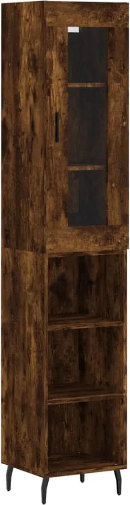vidaXL Dulap înalt, stejar fumuriu, 34,5x34x180 cm, lemn prelucrat