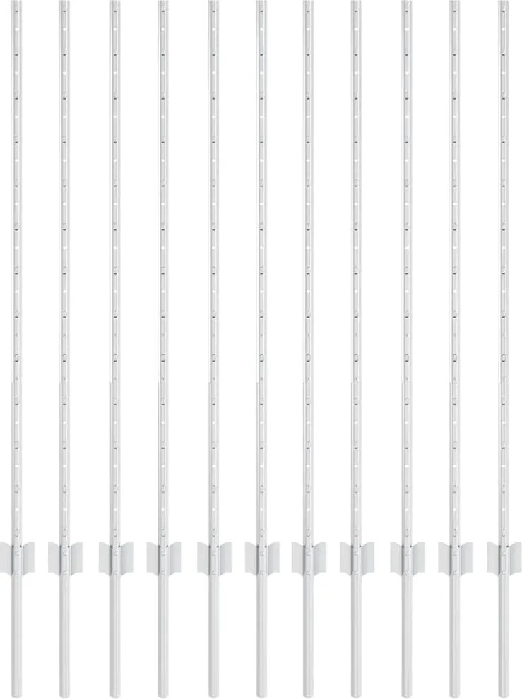 vidaXL Stâlp de gard. 11 pcs Argintiu 120 cm Oțel