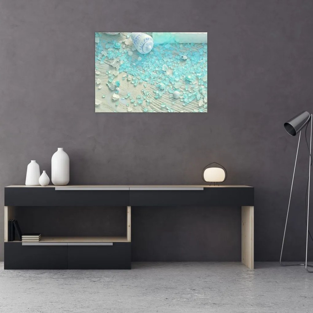 Tablou pe sticlă - Atmosfera de litoral în nuanțe turcoaz (70x50 cm)