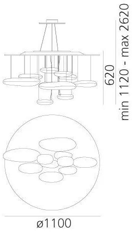 Lustră LED dimabilă pe cablu Artemide 1367110A MERCURY LED/58W/230V 3000K