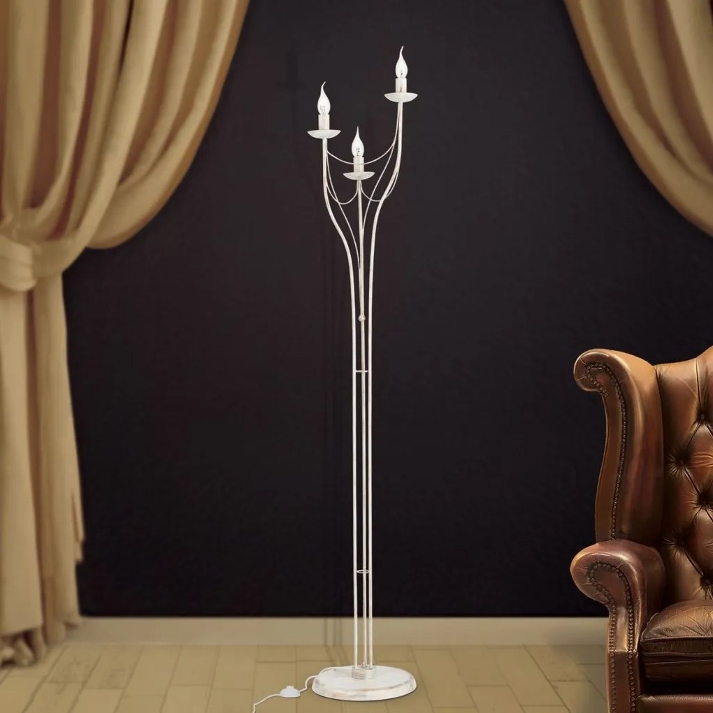Lampadar design rustic cu 3 brate Vela, ivory