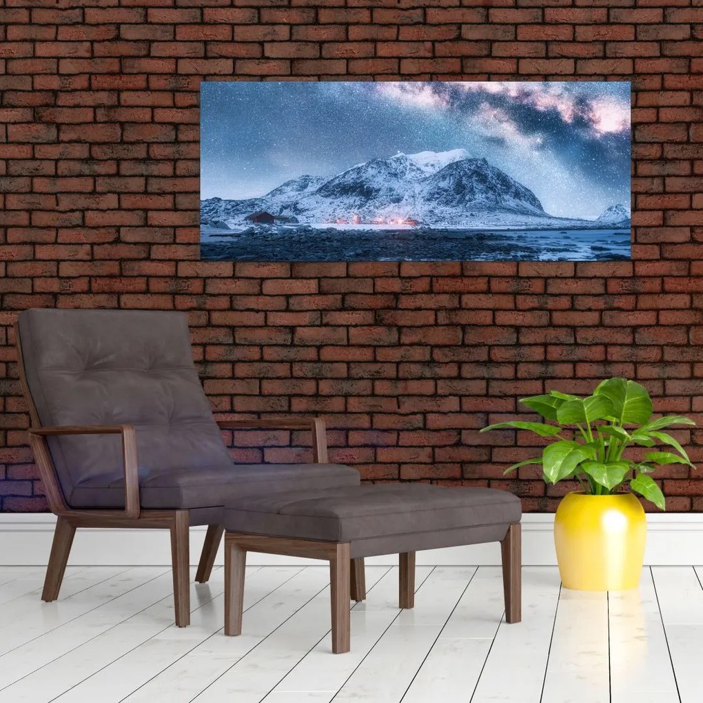 Tablou cu munți și ceul cu stele (120x50 cm)