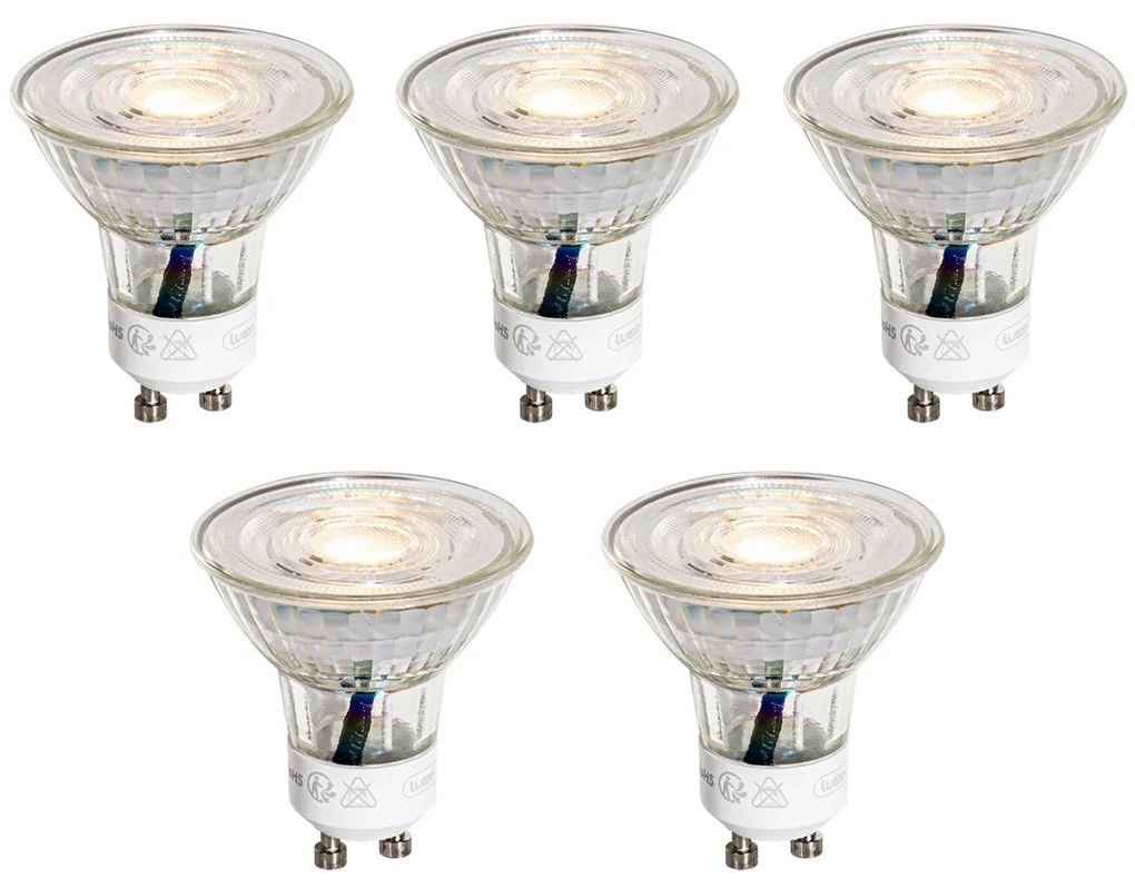 Set de 5 becuri LED GU10 50mm clare 3W 230 lm 2700K