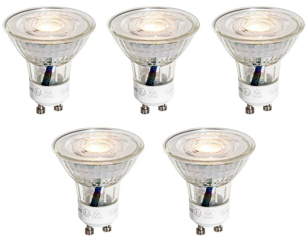 Set de 5 becuri LED GU10 clare de 50 mm 3W 230 lm 2700K