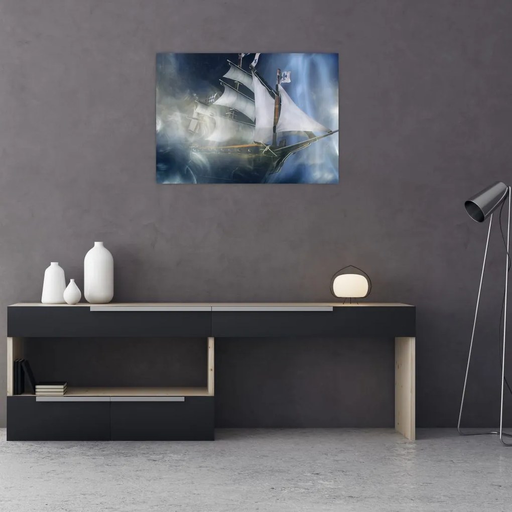 Tablou pe sticlă - Corabia fantomelor (70x50 cm)