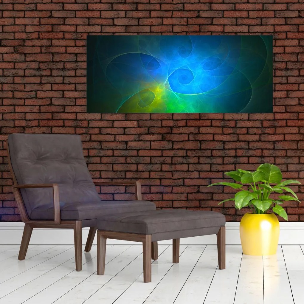 Tablou cu abstracțiune albastră (120x50 cm)